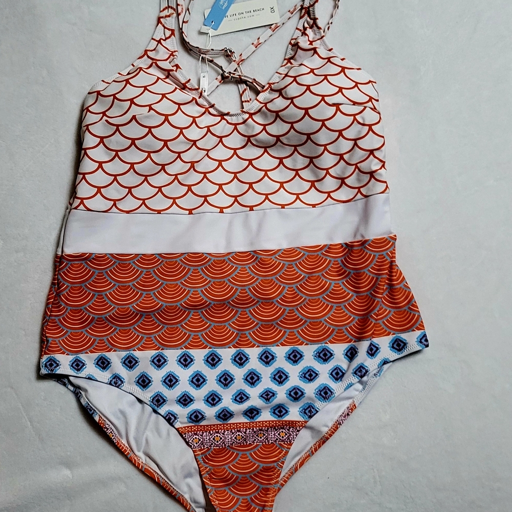 Cupshe Orange and Blue One Piece Swim